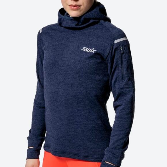 Swix Women's Dark Navy Pace Midlayer Hooded Pullover Size XL - Picture 1 of 10